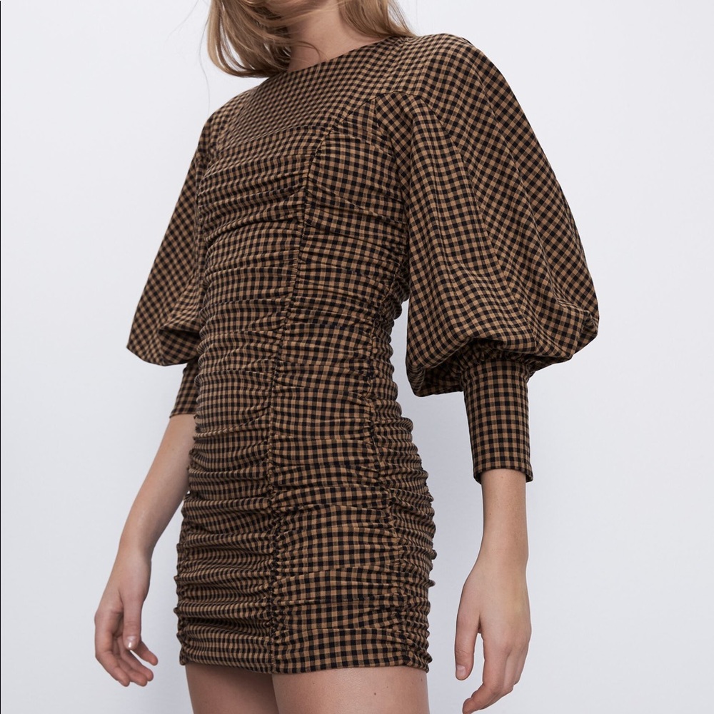 Zara Herringbone Pattern Dress